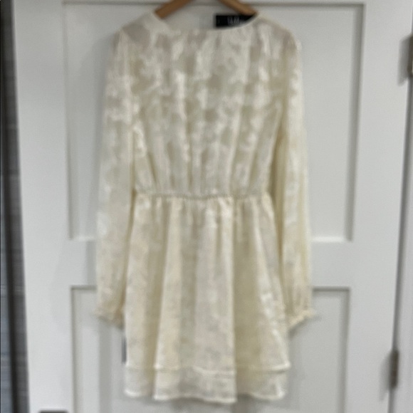 Lulu's Cream Color Long Sleeve V-Neck Dress - Picture 3 of 5